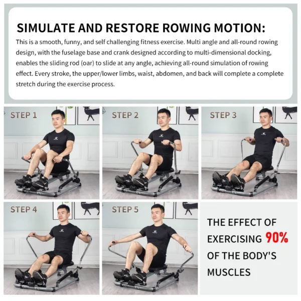Adjustable Resistance Hydraulic Rowing Machine
