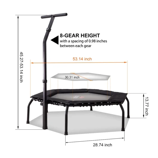 Fitness Rebound Trampoline with Adjustable Handlebar
