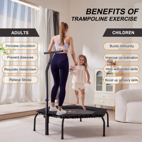 Fitness Rebound Trampoline with Adjustable Handlebar
