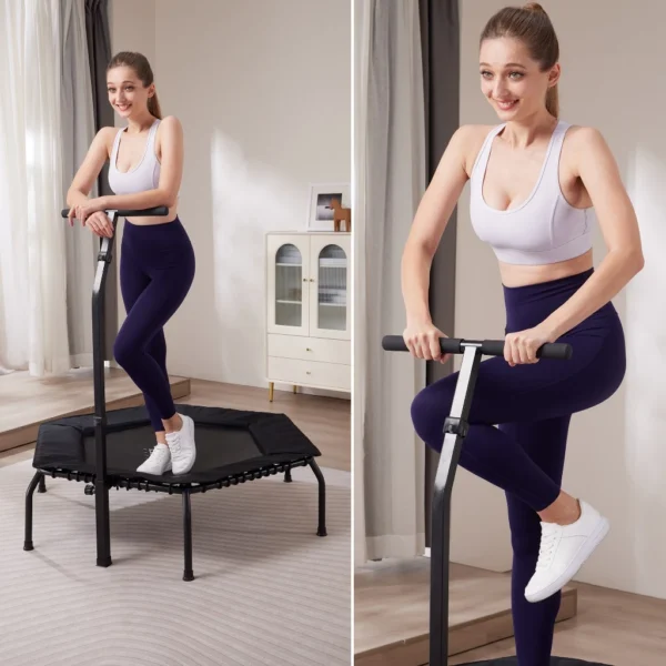 Fitness Rebound Trampoline with Adjustable Handlebar